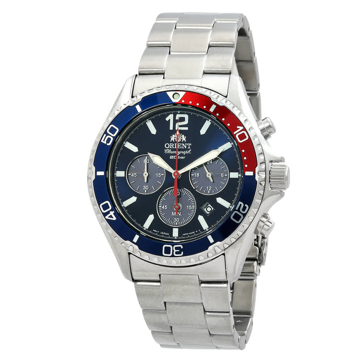 Orient Mako Solar Chronograph Blue Dial Mens Watch RA-TX0201L10B 219$