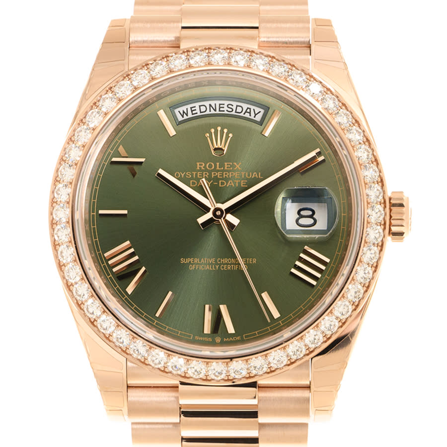 Preowned Rolex DayDate Diamond Green Dial Unisex Watch M228345RBR0011