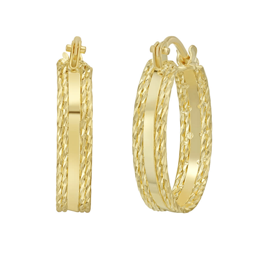 Kylie Harper Ladies 14K Gold Diamond-cut Sparkle Hoop Earrings 600$