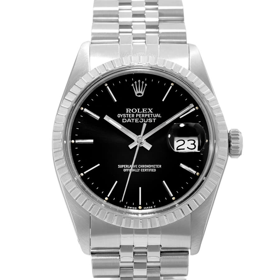 Preowned Rolex Datejust 36 Automatic Chronometer Black Dial Mens Watch 16030 BKSJ