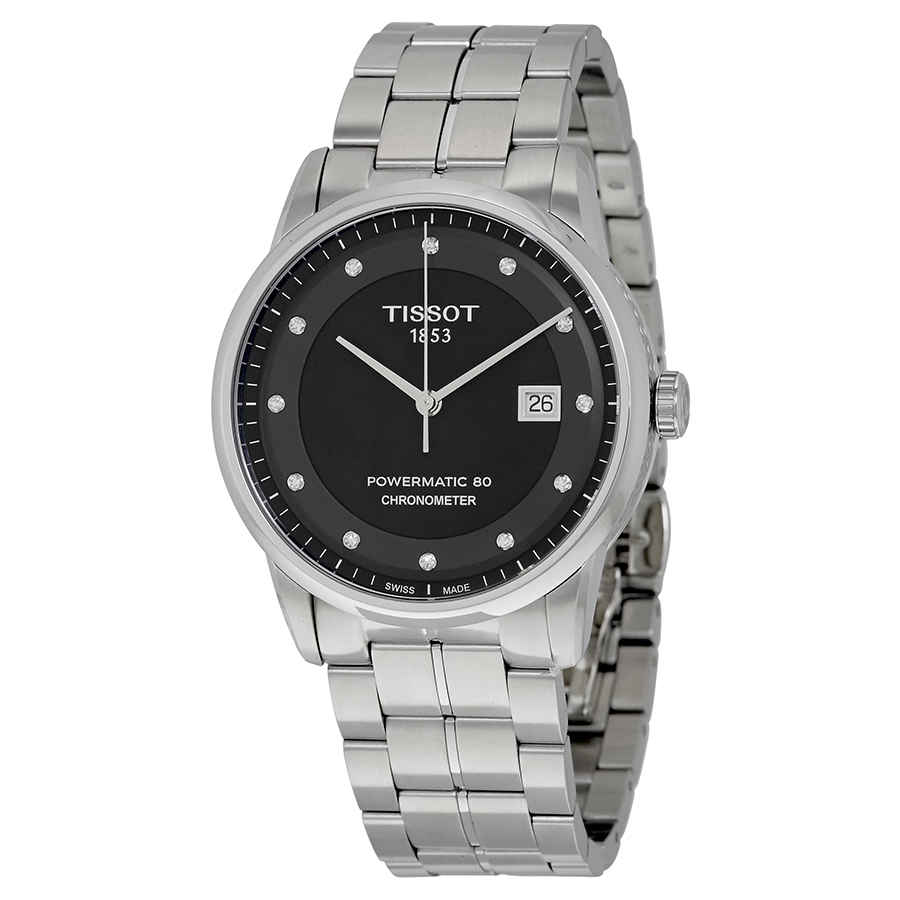 tissot luxury automatic black diamond dial men's watch