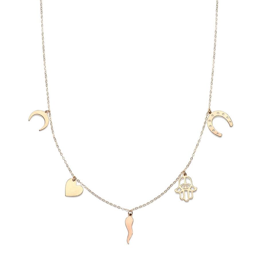 Tresorra 14K Yellow Gold Trend Charm Dangle Necklace