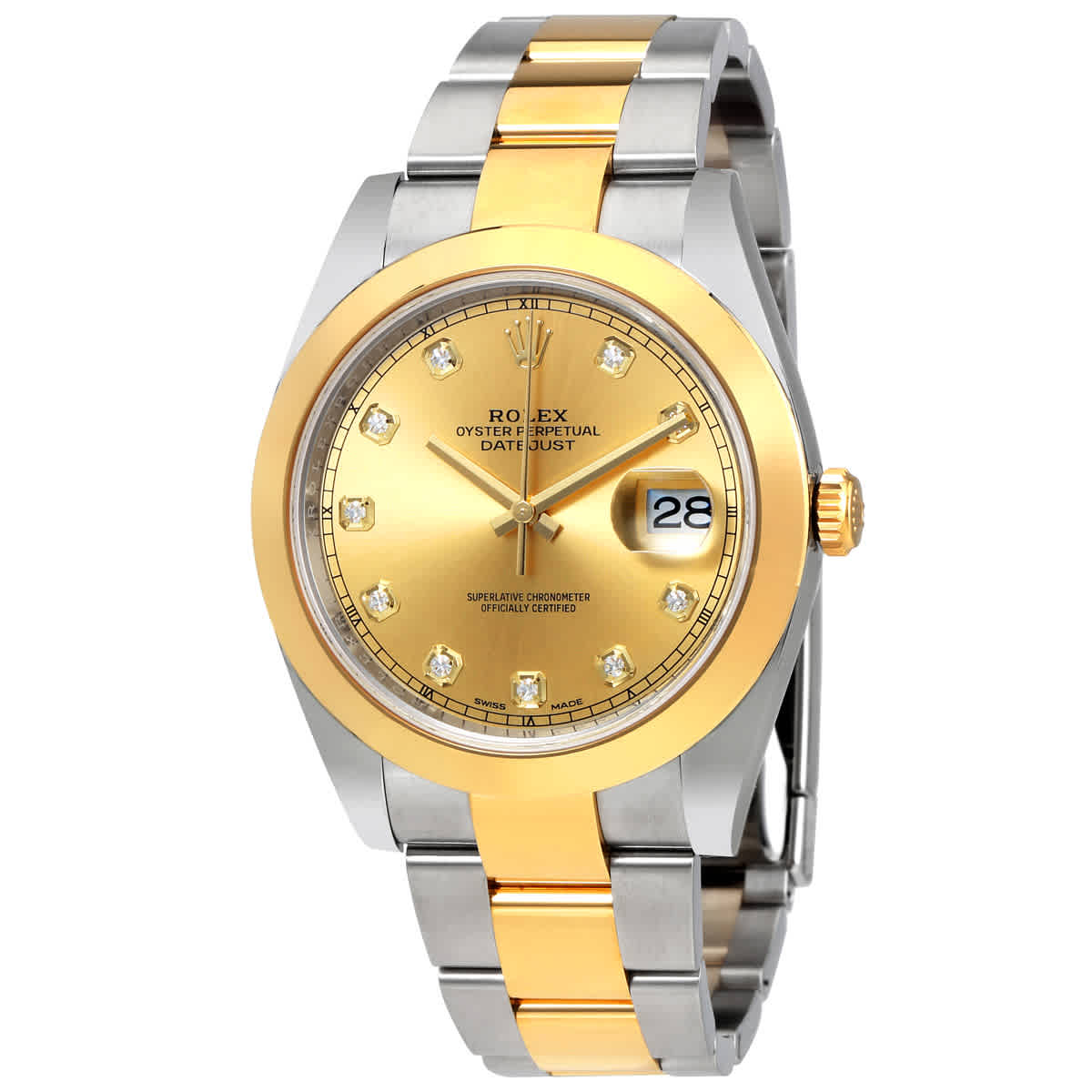 Rolex Datejust 41 Champagne Diamond Dial Steel and 18K Yellow Gold Oyster Mens Watch 126303CDO