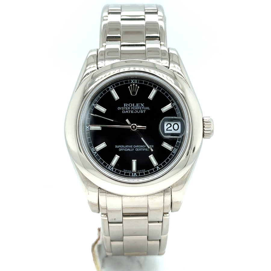 Preowned Rolex Lady Datejust Automatic Black Dial Ladies Watch 81209 BKSPM