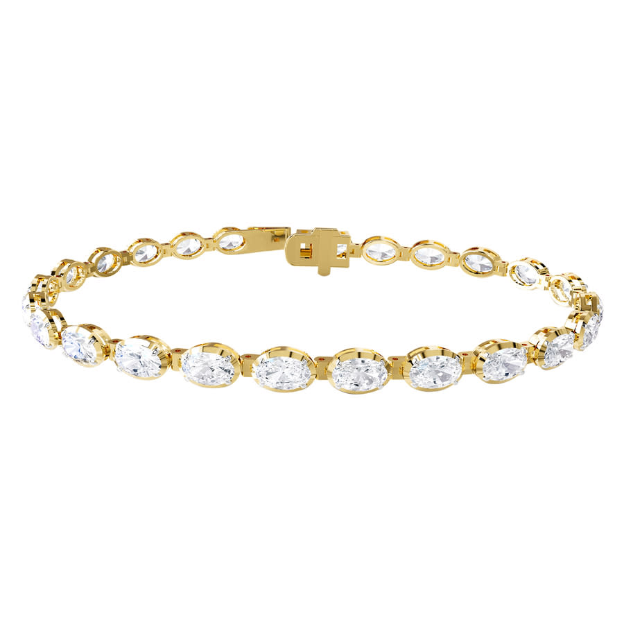 Diamond2Deal 14k Yellow Gold 7.30 Ct Oval Cut Lab Grown Diamond Tennis Bracelet 7'' VVS-VS, E-F