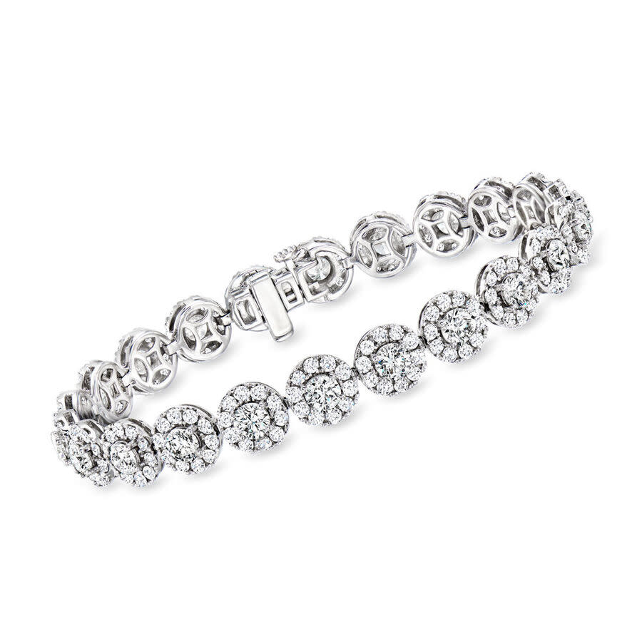 Brilliant Diamond 11 Carat Lab Grown Diamond Tennis Bracelet in 14K White Gold, F Color, VS Clarity, 8 Inches Length