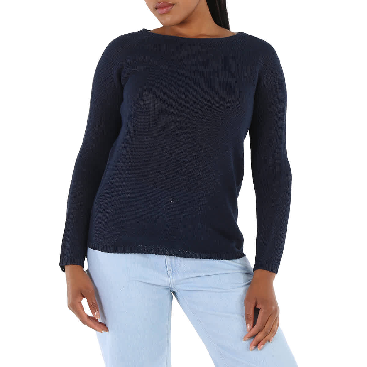 Navy boatneck sweater sale
