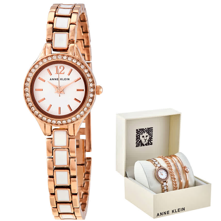 Anne Klein White Dial Rose Gold Tone Ladies Watch And Bracelet Set Ak 3396wrst 86702655168 Ebay