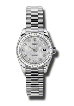 Rolex Lady-Datejust 26 Silver Dial Platinum President Automatic Ladies Watch 179136SJDP 46015$