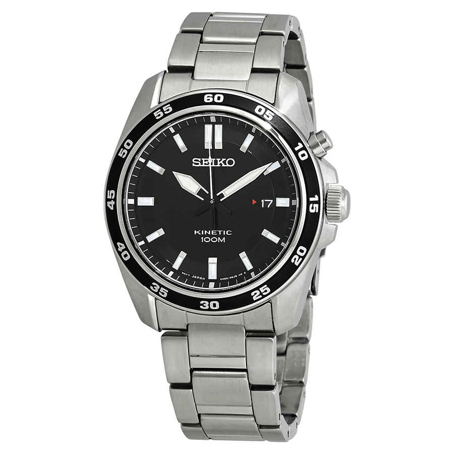 Seiko Kinetic Black Dial Stainless Steel Men s Watch SKA785