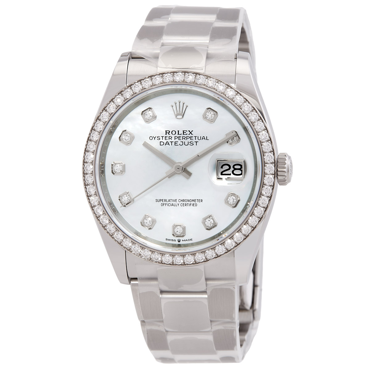 Preowned Rolex Datejust 36 Diamond Mother of Pearl Dial Unisex Watch 126284MDO