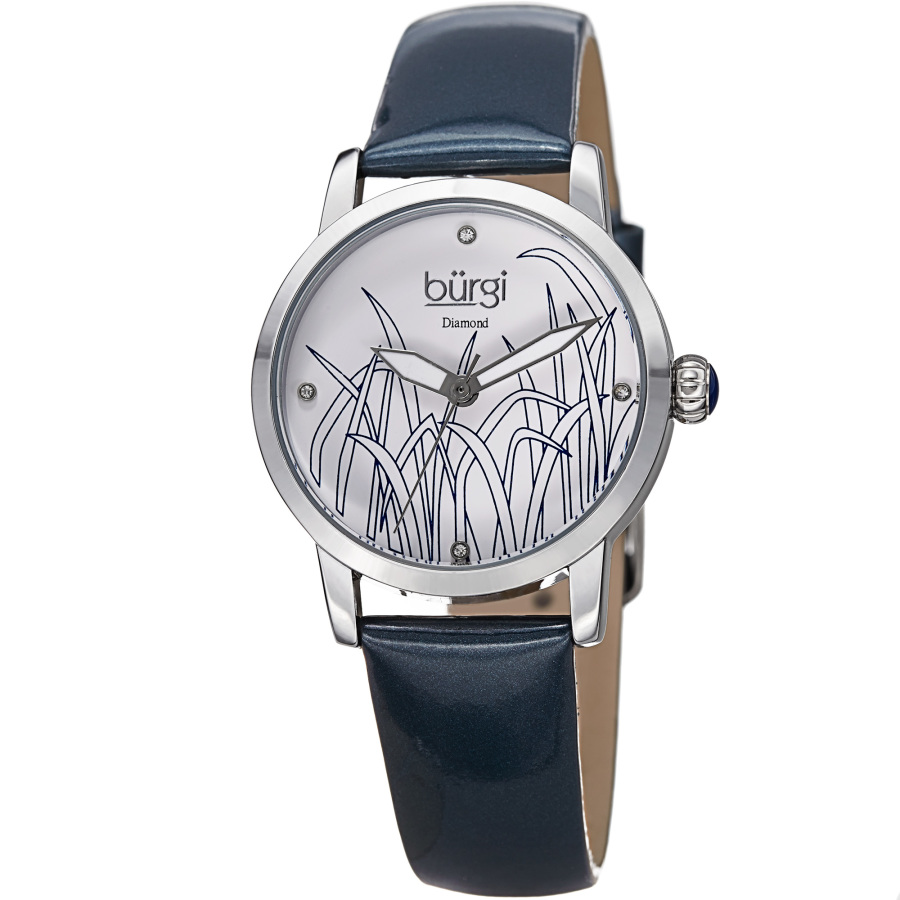 Burgi Pattern Quartz Diamond White Dial Ladies Watch BUR173BU