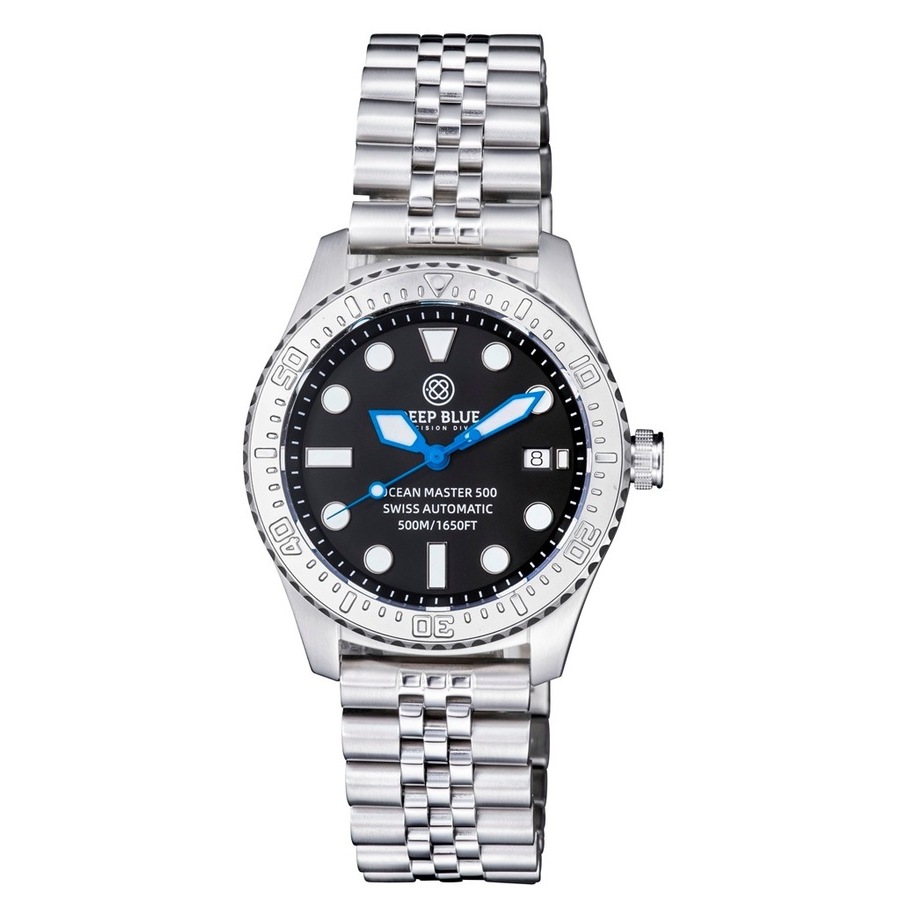Deep Blue Ocean Master 500 Automatic Black Dial Mens 40 mm Watch OM500BLKBLURNDHRBRCLTJUB