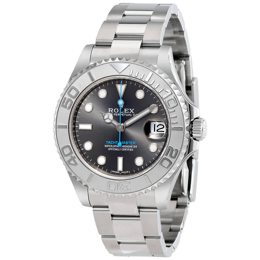 Rolex YachtMaster Rhodium Dial Steel and Platinum Oyster 37 mm Watch 268622RSO