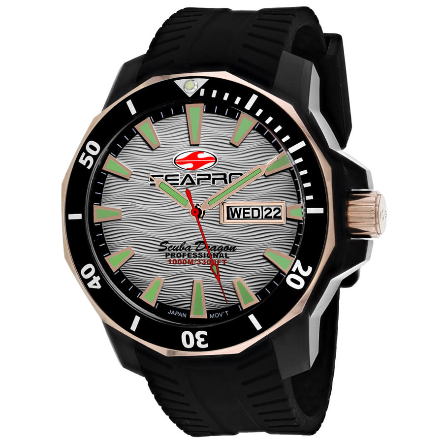 Seapro Scuba Dragon Diver Limited Edition 1000 Meters Quartz Silver Dial Mens Watch SP8321