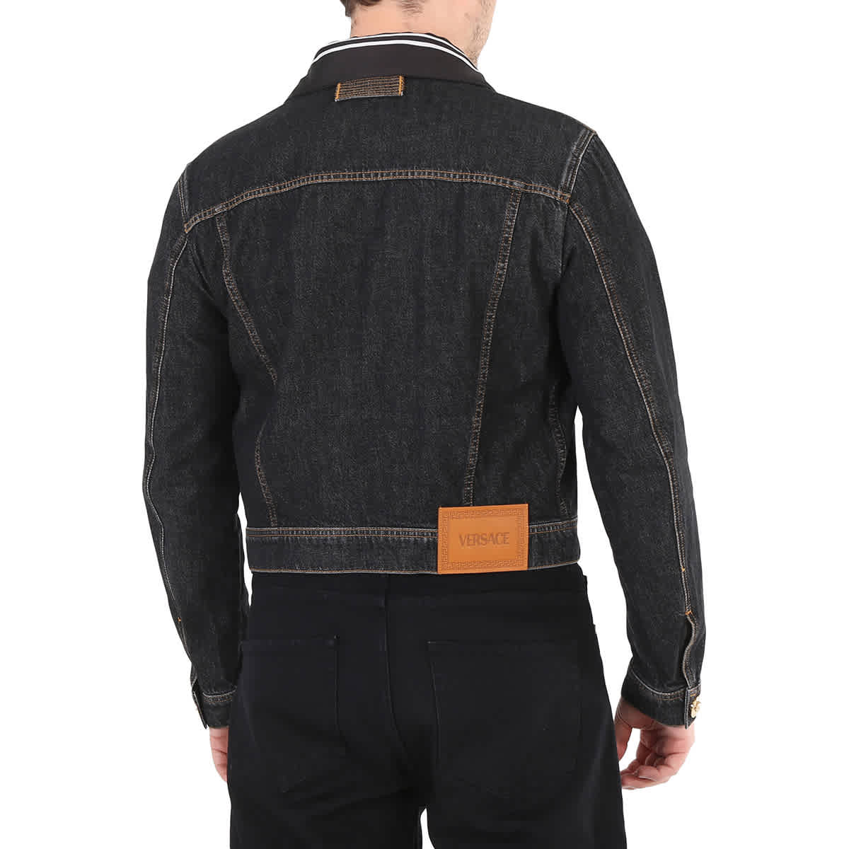 Versace Men s Black Medusa Head motif Denim Jacket eBay