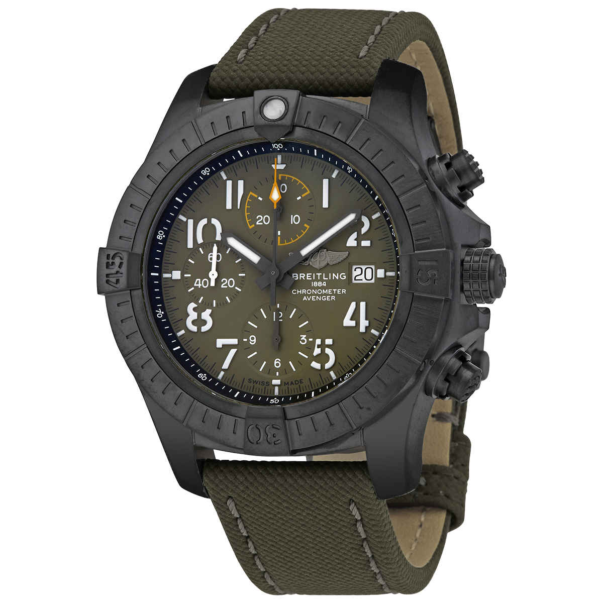 Breitling Avenger Night Mission Chronograph Automatic Chronometer Khaki Green Dial Mens Watch V13317101L1X2 4750$