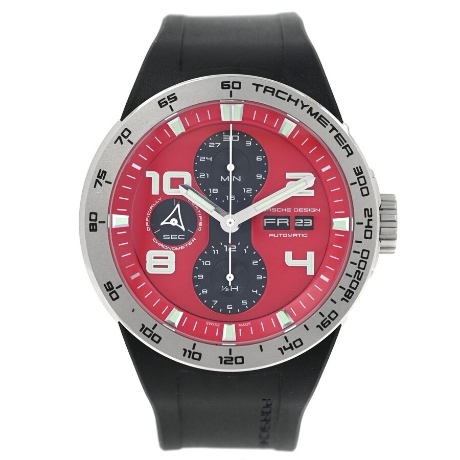 Pre-owned Porsche Design P6340 Chronograph Automatic Red Dial Mens Watch 6340.41.84.1169