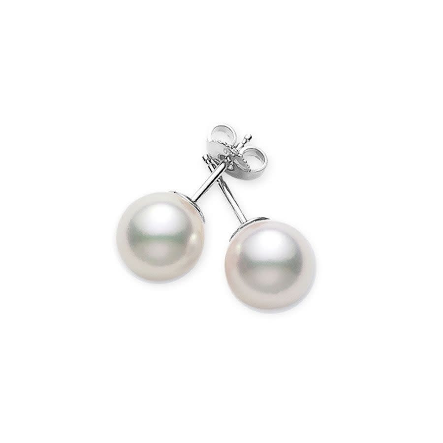 Mikimoto Akoya Pearl Stud Earrings with 18K White Gold 8-85mm AAA 3300$