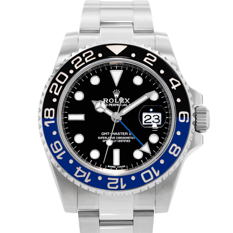 Preowned Rolex GmtMaster II GMT Automatic Chronometer Black Dial Mens Watch 116710 BLNR