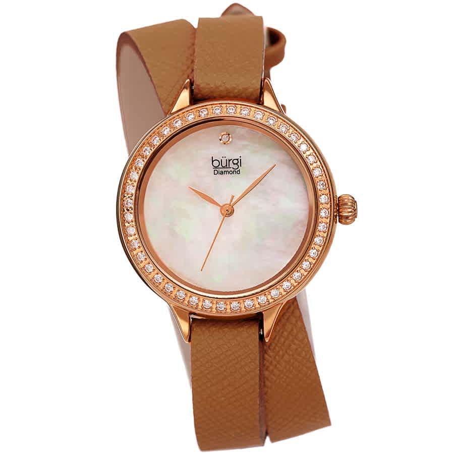 Burgi Diamond White Mother of Pearl Dial Ladies Watch BUR224BR 52$
