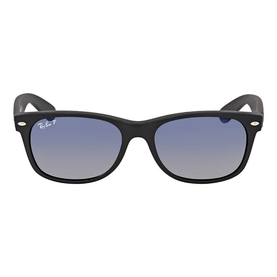 Ray-Ban New Wayfarer Glasses Black Nylon Sunglasses w/Polarized Blue/Gray Gradient Lenses 0RB2132-601S78-55