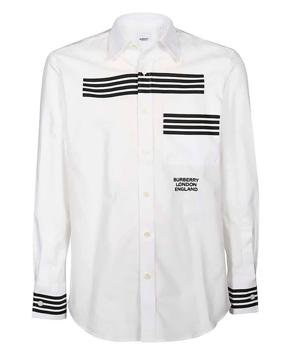 Burberry Mens Stripe Print Cotton Oxford Shirt In White | ModeSens