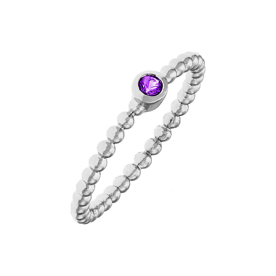 Sole du Soleil Marigold Collection Women's 18k WG Plated Purple Stone Stackable Fashion Ring Size 5