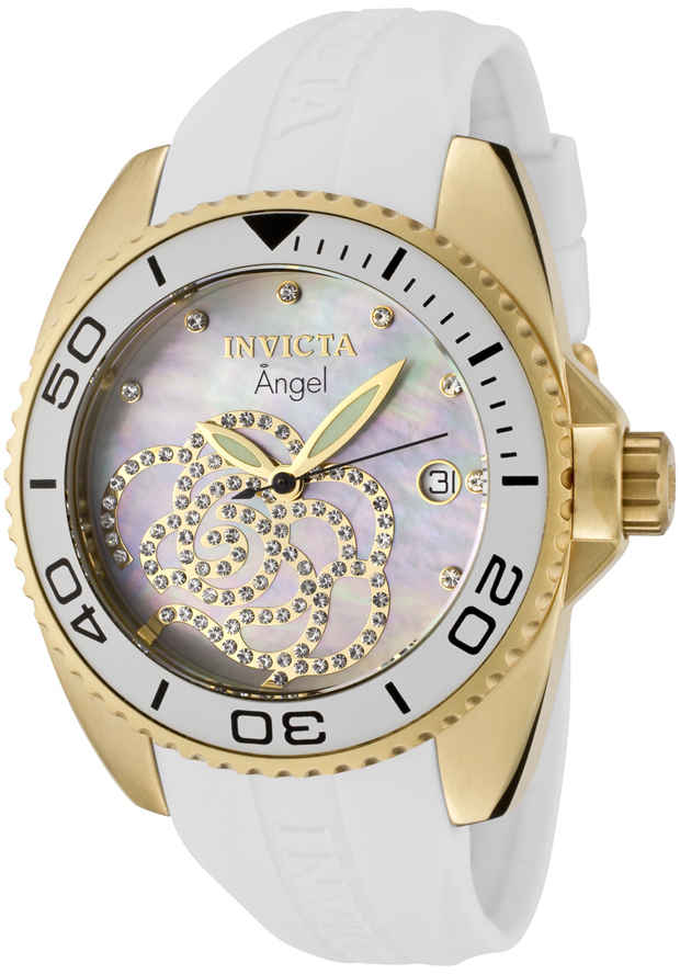 Invicta Angel MOP Dial White Rubber Ladies Watch 0488 | eBay