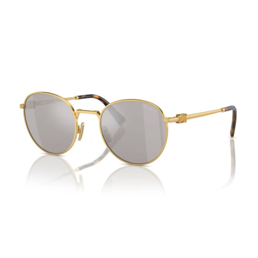 Miu Miu Ladies Black Round Sunglasses MU55ZS 5AK07F