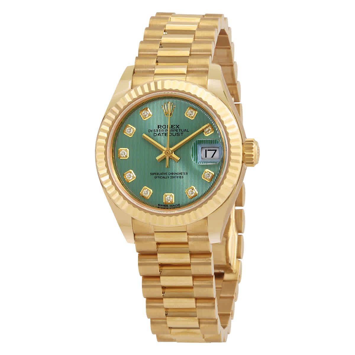 Rolex LadyDatejust 28 Automatic Chronometer Diamond Green Dial Ladies Watch 279178GNDP