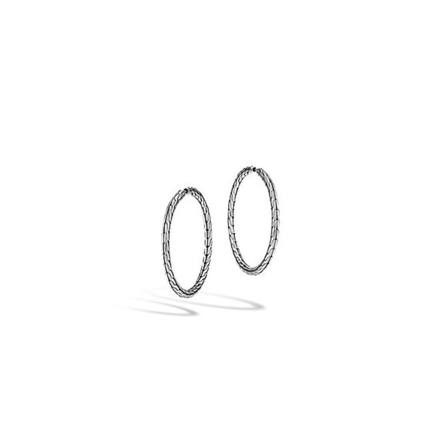 John Hardy Classic Chain Silver Medium Hoop Earrings 460$