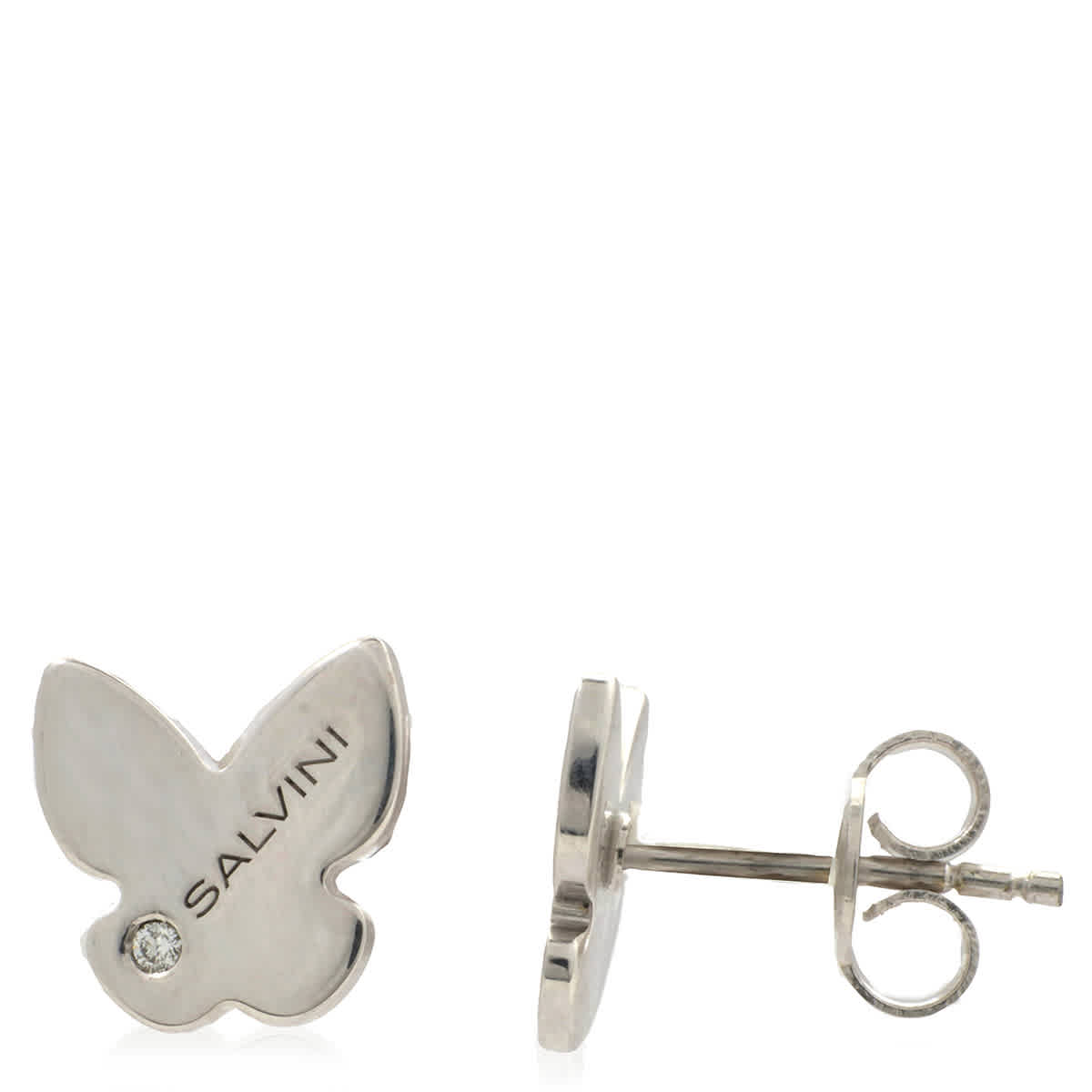 Salvini I Segni 9k White Gold 0.02 CT Diamond Butterfly Stud Earrings