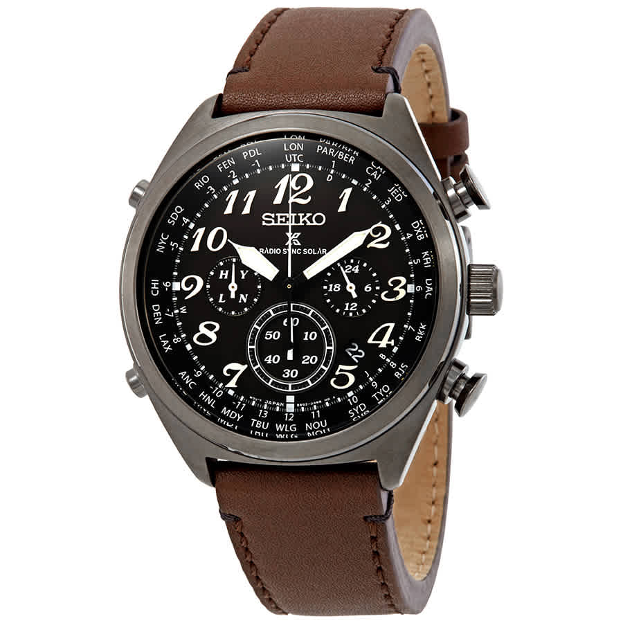 Seiko Prospex World Time Radio-Sync Solar Chronograph Black Dial Men's Watch 29665190048 | eBay