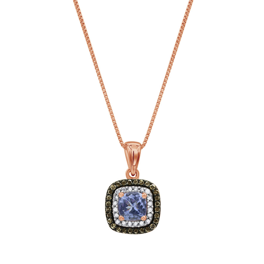 Diamond Muse 015 cttw 14KT White Gold Tanzanite Diamond Accent Pendant Necklace for Women 410$