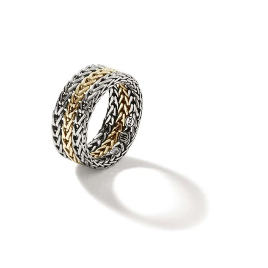 John Hardy Classic Chain 18K Yellow Gold Sterling Silver Rata Band Ring - Rz900949x7 965$