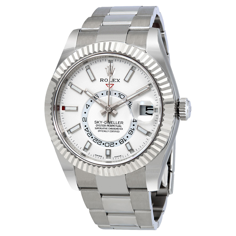 preowned rolex sky dweller gmt automatic white dial mens watch 326934wso
