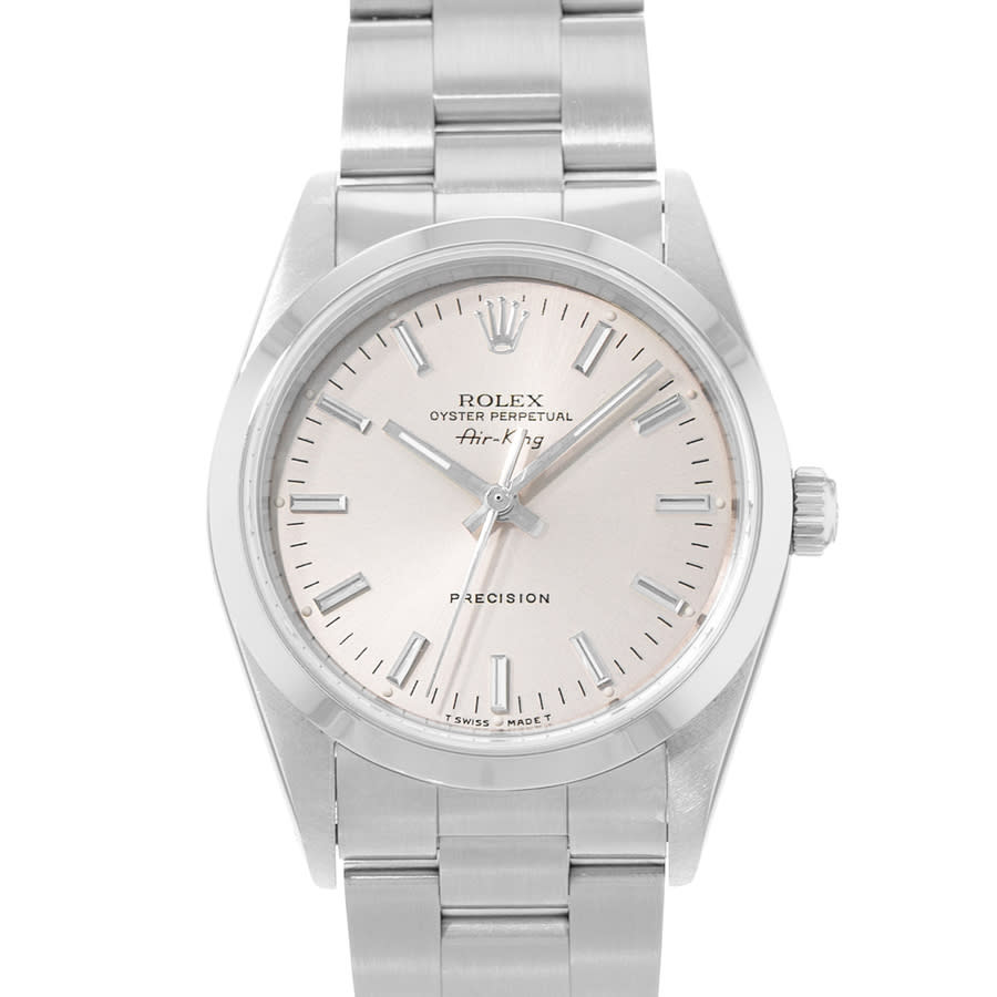 Preowned Rolex Air King 34 Automatic Chronometer Silver Dial Mens Watch 14000 SSO