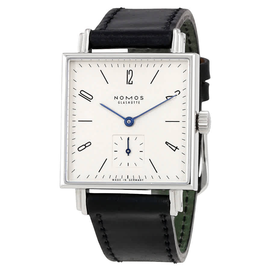 Nomos Tetra White Dial Black Leather Ladies Watch 406