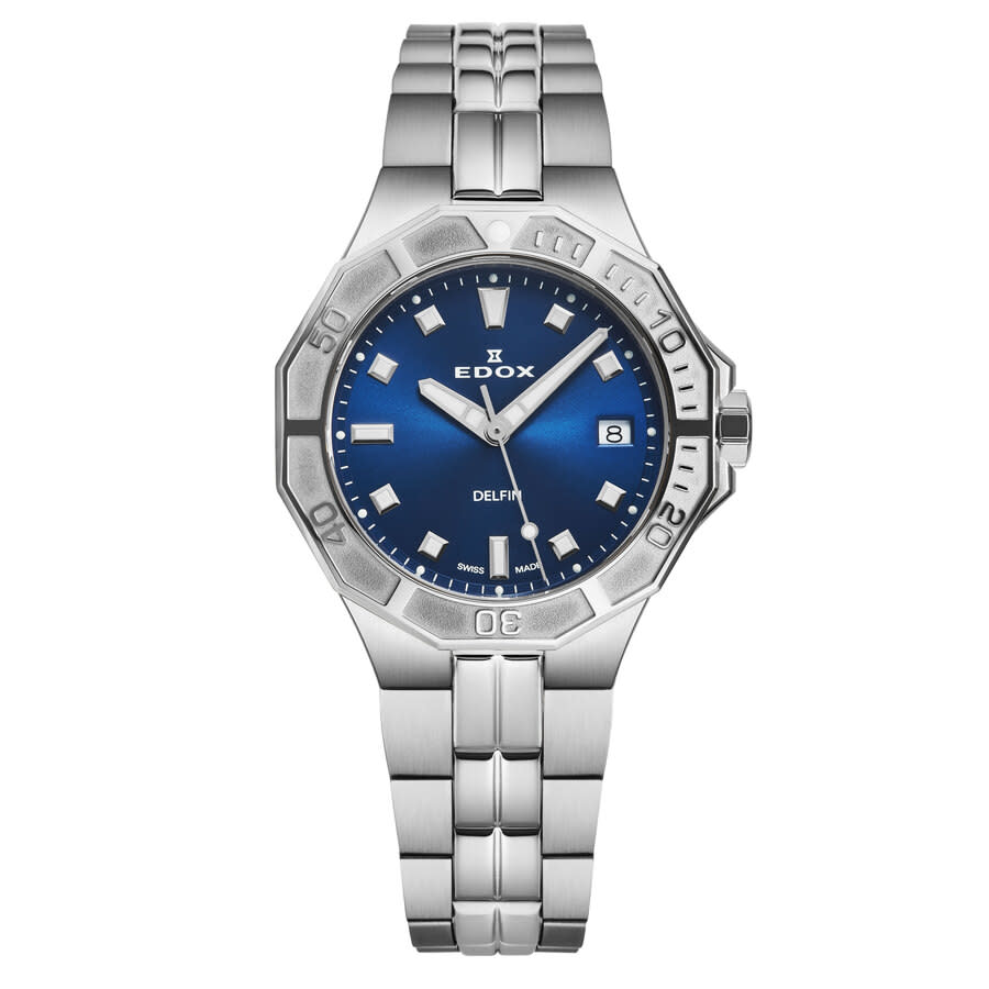 Edox Delfin Quartz Blue Dial Ladies Watch 53020 3M BUN 390$