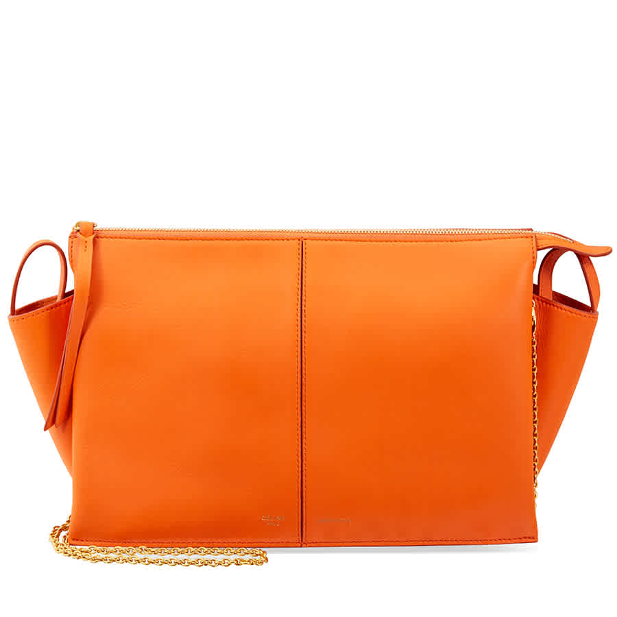 Celine Orange Tri-Fold Chain Strap Clutch Bag 180513AHL.20BG 3546457028725 | eBay