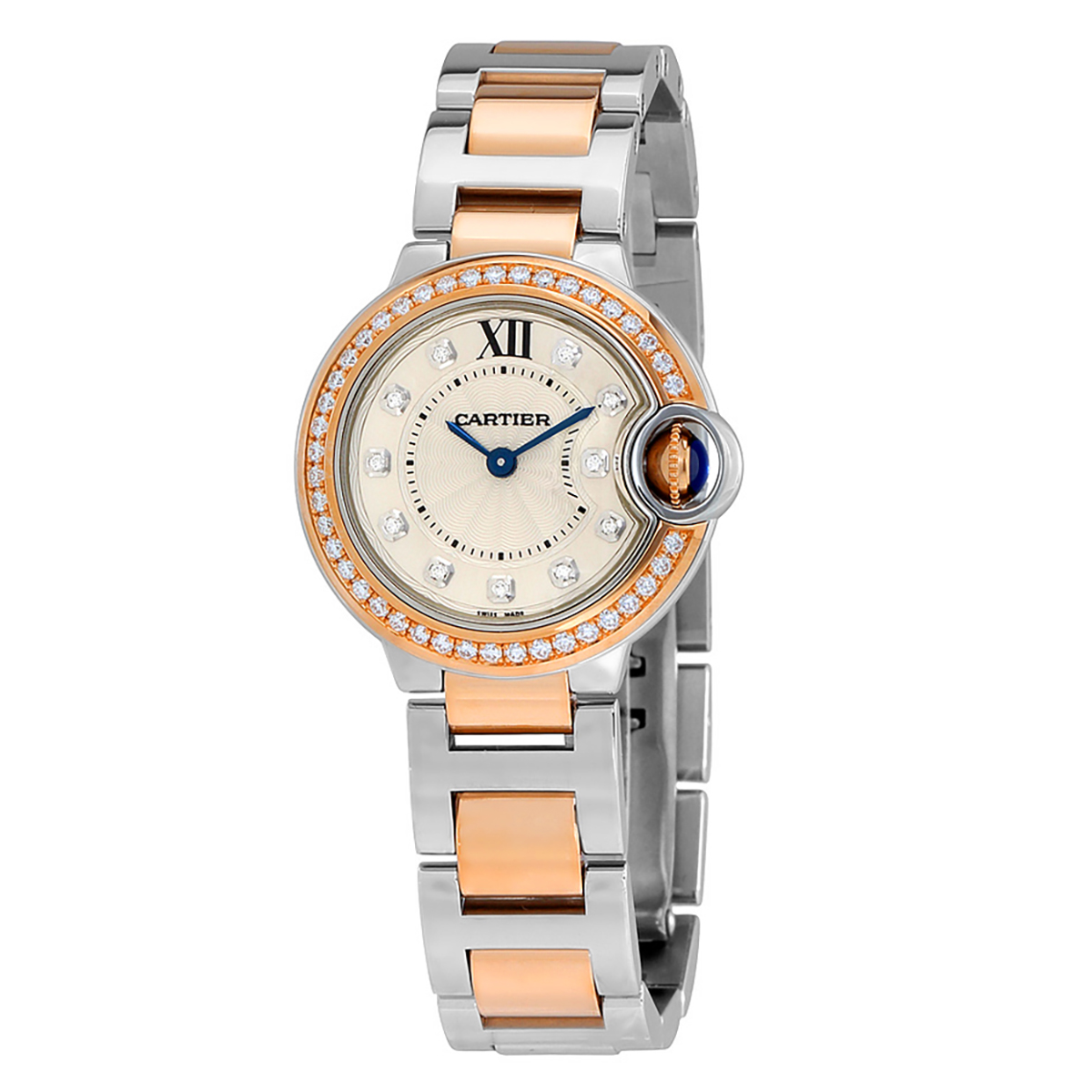 Preowned Cartier Ballon Bleu De Cartier Diamond Silver Dial Ladies Watch WE902076