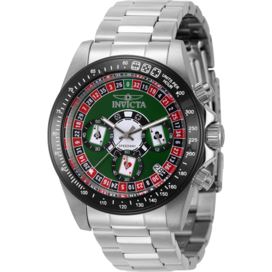 Invicta Speedway Roulette Casino Chronograph GMT Quartz Green Dial