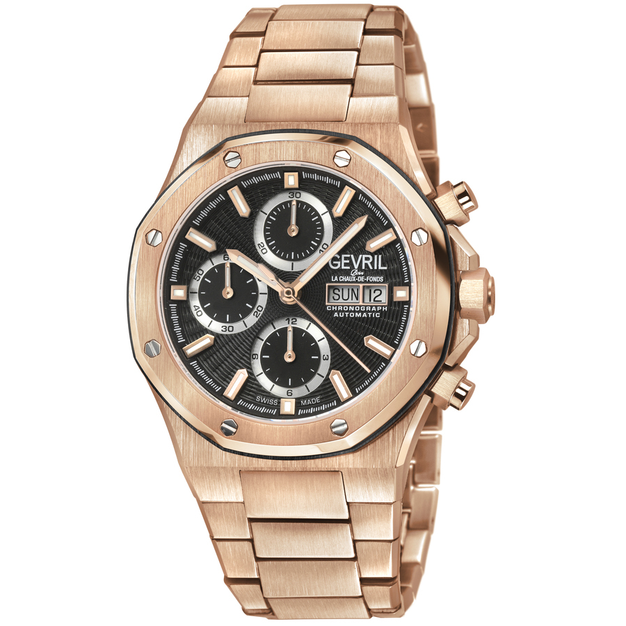 Gevril Kingsgate Chronograph Automatic Black Dial Mens Watch 47902B