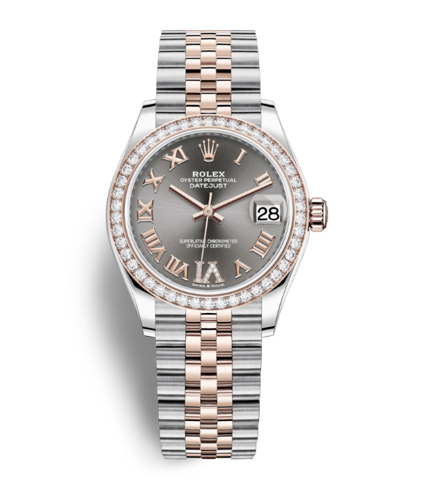 Rolex Datejust Dark Rhodium Roman Dial Automatic Ladies Steel and Everose Gold Jubilee Watch 278381DRRDJ