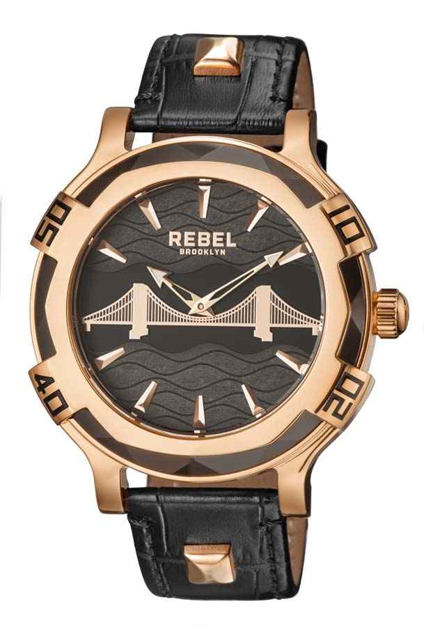 Rebel Brooklyn Bridge Black Dial Mens Watch RB102-8071 240$