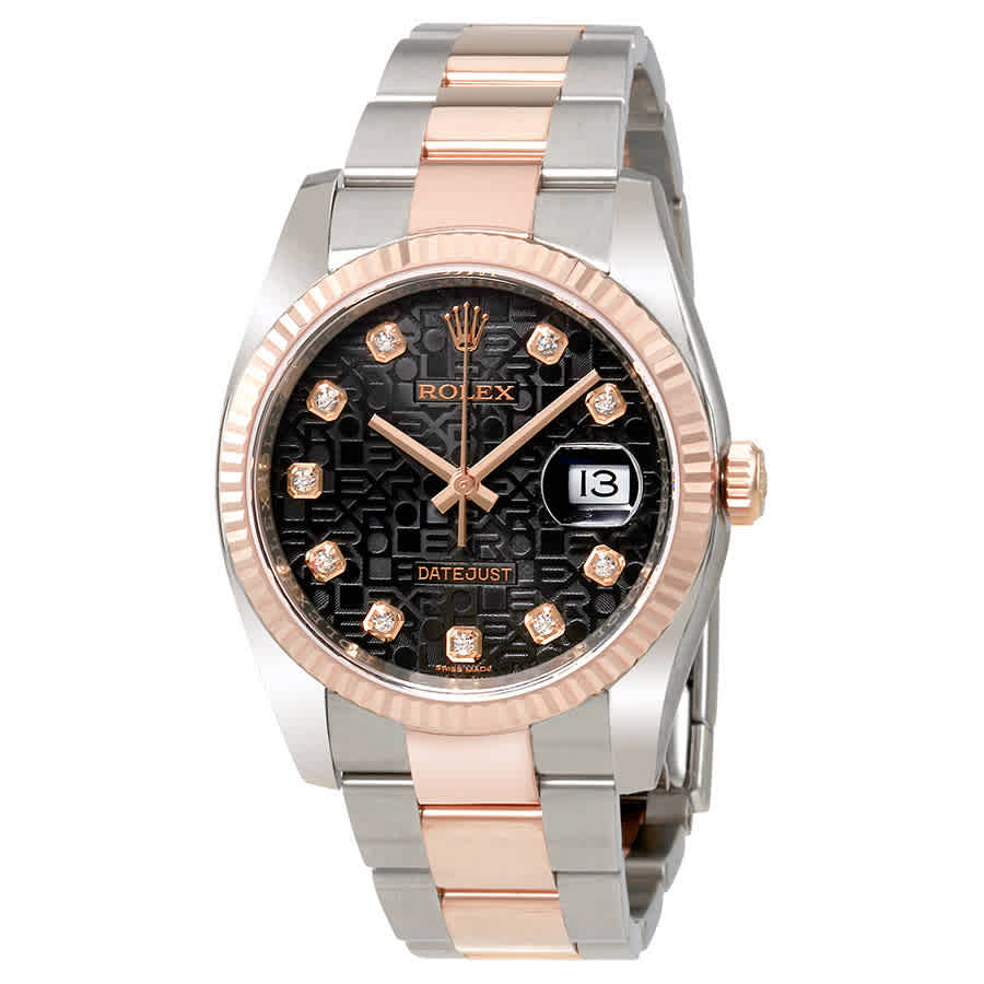 Rolex Oyster Perpetual Datejust 36 Black Dial Stainless Steel and 18K Everose Gold Bracelet Automatic Mens Watch 116231BKJDO