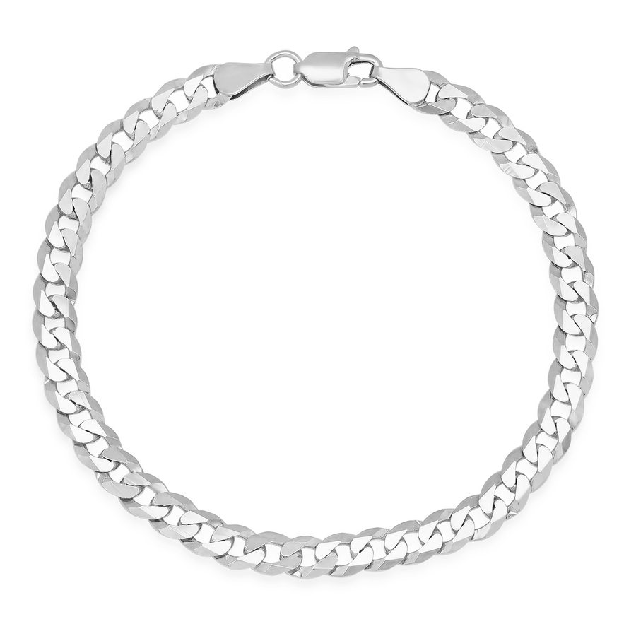Kylie Harper Mens Italian Sterling Silver 8.5'' Miami Cuban Curb Chain Bracelet