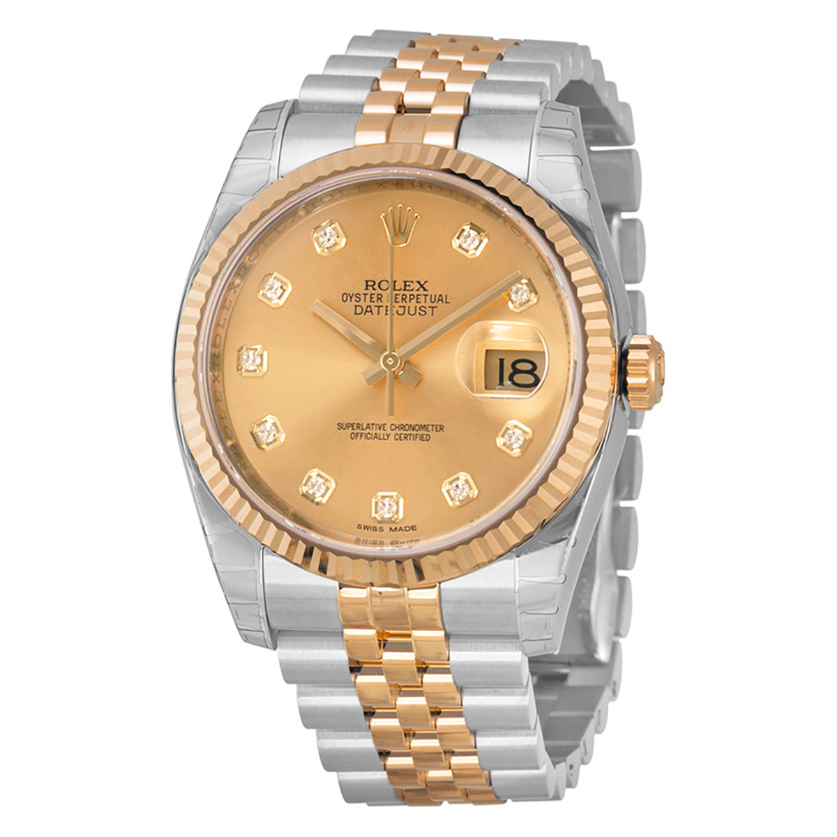 Preowned Rolex Oyster Perpetual Diamond Champagne Dial Mens Watch 116233CDJ
