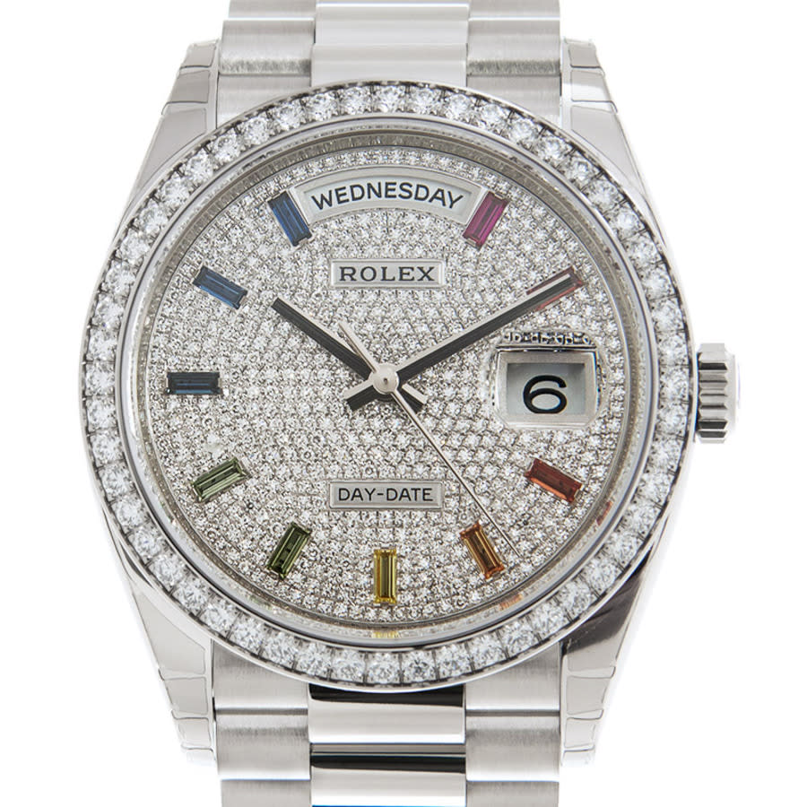 Rolex Day-Date 36 Diamond Pave Dial 18kt White Gold President Watch 128349DSP 113625$